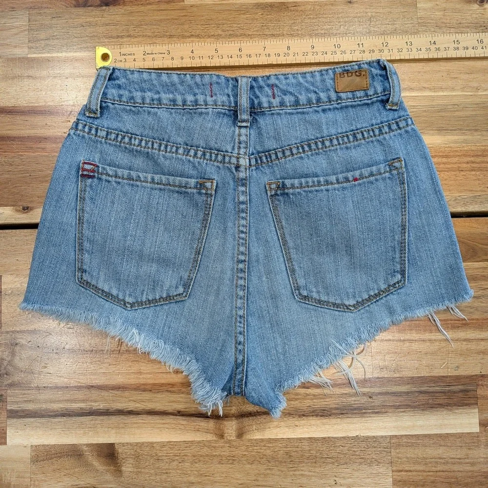 BDG Womens Denim Jean Shorts High Rise Cheeky 24 Distressed Cutoff Festival Y2K